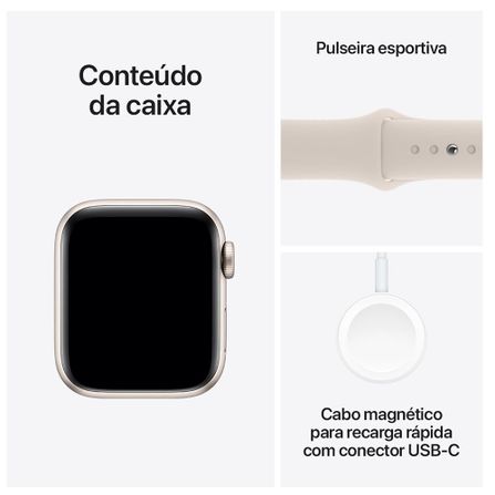 Apple Watch SE (GPS 40 mm) Caixa Estelar de Alumínio Pulseira Esportiva Estelar – P/M