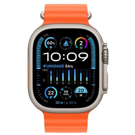 Apple Watch Ultra 2 (GPS + Cellular) 49 mm Caixa de Titânio com Pulseira Oceano Laranja