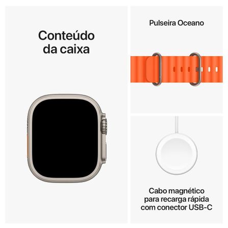 Apple Watch Ultra 2 (GPS + Cellular) 49 mm Caixa de Titânio com Pulseira Oceano Laranja