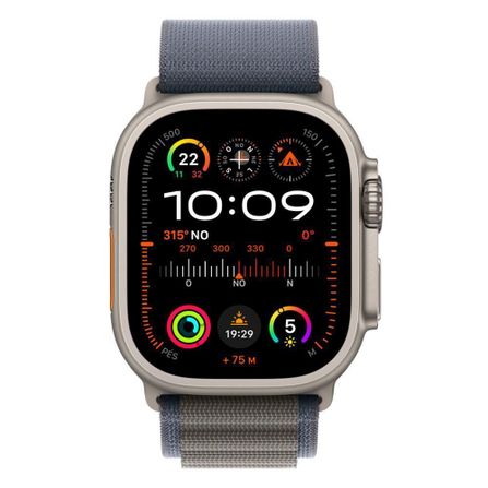 Apple Watch Ultra 2 (GPS + Cellular) 49 mm Caixa de Titânio com Pulseira Loop Alpina Azul G