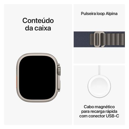 Apple Watch Ultra 2 (GPS + Cellular) 49 mm Caixa de Titânio com Pulseira Loop Alpina Azul G