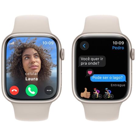 Apple Watch Series 9 (GPS + Cellular 45 mm) Caixa de Alumínio Estelar, Pulseira Esportiva Estelar – MG