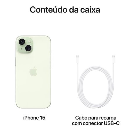 iPhone 15 Apple (256GB) Verde, Tela de 6,1", 5G e Câmera de 48 MP