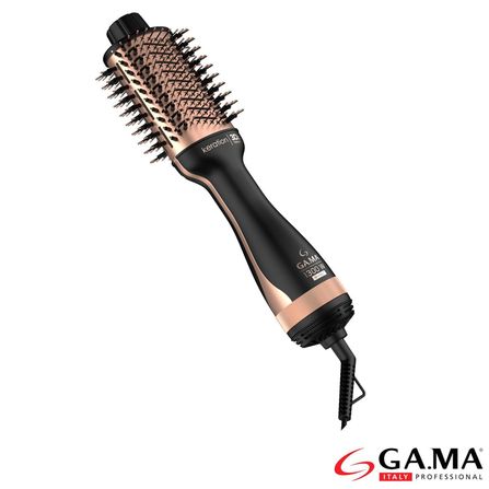 Escova Secadora Gama Italy Stylish Keration Brush 3D Preta e Cobre Metálico - KERATION