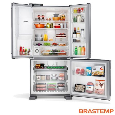 Refrigerador Brastemp Gourmand Frost Free French Door Água e Gelo na Porta 515 Litros Inox BRH86AR