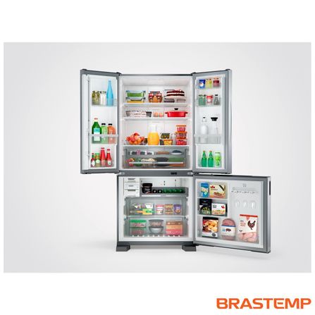 Refrigerador French Door Brastemp de 3 Portas Frost Free Side Inverse com 554L Inox - BRO85AK
