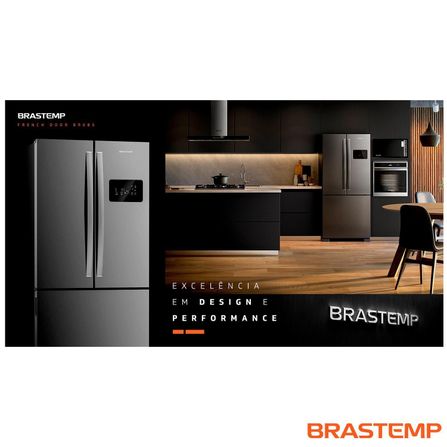 Refrigerador French Door Brastemp de 3 Portas Frost Free Side Inverse com 554L Inox - BRO85AK
