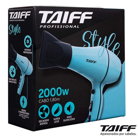 Secador de Cabelo Taiff Style com 02 Velocidades e 2000W Azul Tiffany - 331/332