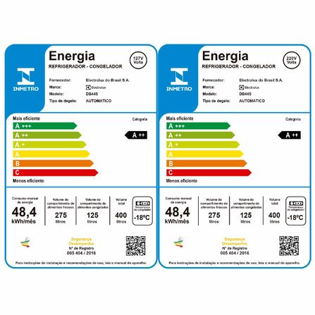 Refrigerador Bottom Freezer Electrolux de 02 Portas Frost Free com 400 Litros AutoSense Inox - DB44S