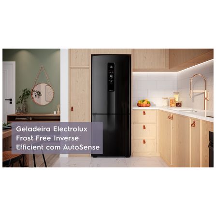 Refrigerador de 02 Portas Electrolux Frost Free com 490 Litros Efficient com AutoSense Inverse Black Inox Look - EXIB7B