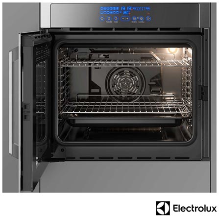 Forno Elétrico de Embutir Electrolux Vidro Espelhado com Frame com 80 Litros, Grill e Painel Touch Inox - OE9XT