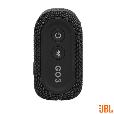 Caixa De Som Ultra Portátil JBL Go 3 Bluetooth Prova d'água 5h De Bateria 4,2W Potência Preto IP67