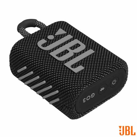 Caixa De Som Ultra Portátil JBL Go 3 Bluetooth Prova d'água 5h De Bateria 4,2W Potência Preto IP67