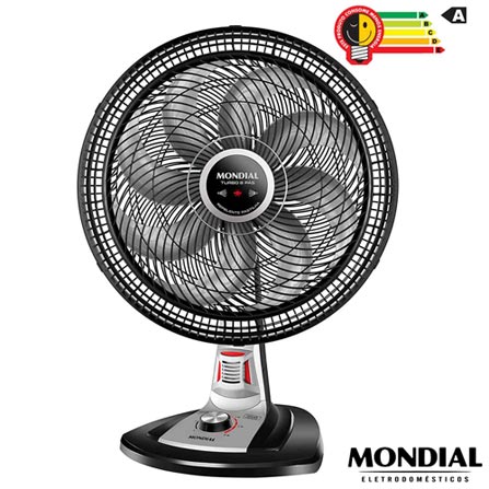 Ventilador de Mesa Mondial Turbo com Sistema de Repelente em Pastilha com 03 Velocidades Preto e Prata - VTX-40-8P-