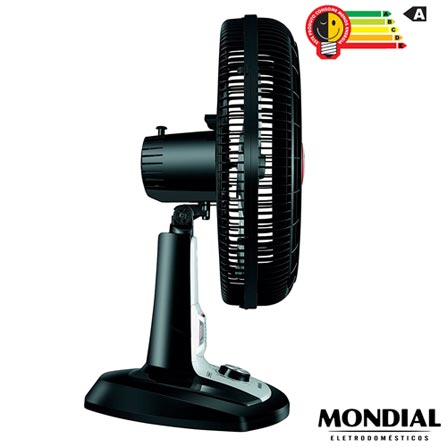 Ventilador de Mesa Mondial Turbo com Sistema de Repelente em Pastilha com 03 Velocidades Preto e Prata - VTX-40-8P-