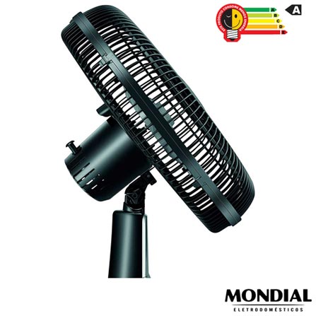 Ventilador de Mesa Mondial Turbo com Sistema de Repelente em Pastilha com 03 Velocidades Preto e Prata - VTX-40-8P-