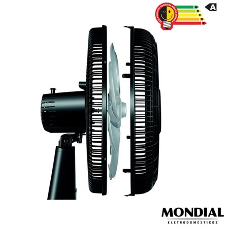 Ventilador de Mesa Mondial Turbo com Sistema de Repelente em Pastilha com 03 Velocidades Preto e Prata - VTX-40-8P-