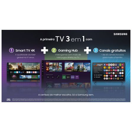 Smart TV Samsung Crystal UHD 4K 65" Polegadas 65CU8000 com Painel Dynamic Crystal Color, Design AirSlim e Alexa bui