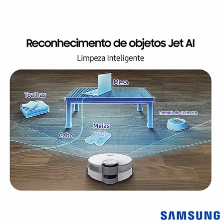 Aspirador Robô Samsung Jet BotTM AI+ com Capacidade de 2,5 Litros com Filtro - VR50T95735W