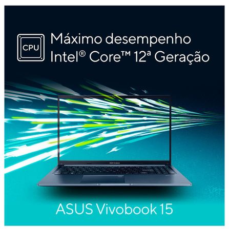 Notebook ASUS Vivobook 15, Intel Core i5 12450H, 8GB, 512GB SSD, Tela de 15,6", Quiet Blue - X1502ZA-EJ1756W