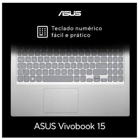 Notebook Asus VivoBook 15, Intel Core i3 1115G4, 8GB, 256GB SSD, Tela de 15,6", Windows 11 - X1500EA-EJ3666W