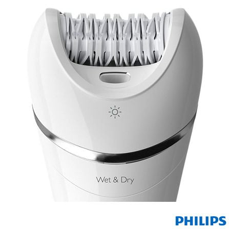 Depilador Elétrico Phillips Satinelle para uso Molhado com 01 Velocidade Branco com detalhes em Chumbo - BRE700/00