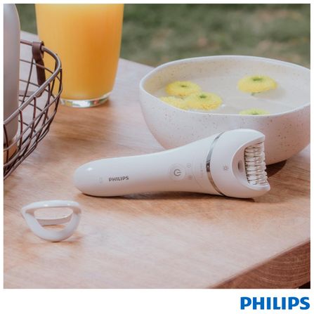 Depilador Elétrico Phillips Satinelle para uso Molhado com 01 Velocidade Branco com detalhes em Chumbo - BRE700/00