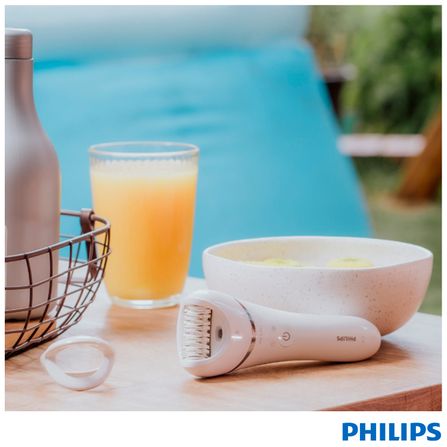 Depilador Elétrico Phillips Satinelle para uso Molhado com 01 Velocidade Branco com detalhes em Chumbo - BRE700/00