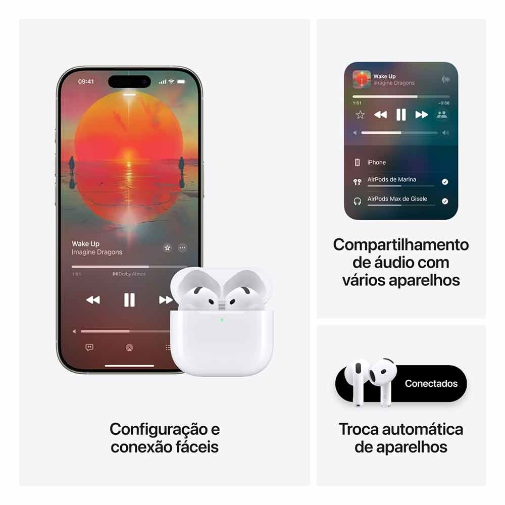 Apple AirPods (4ª Geração) com Estojo de Recarga USB-C