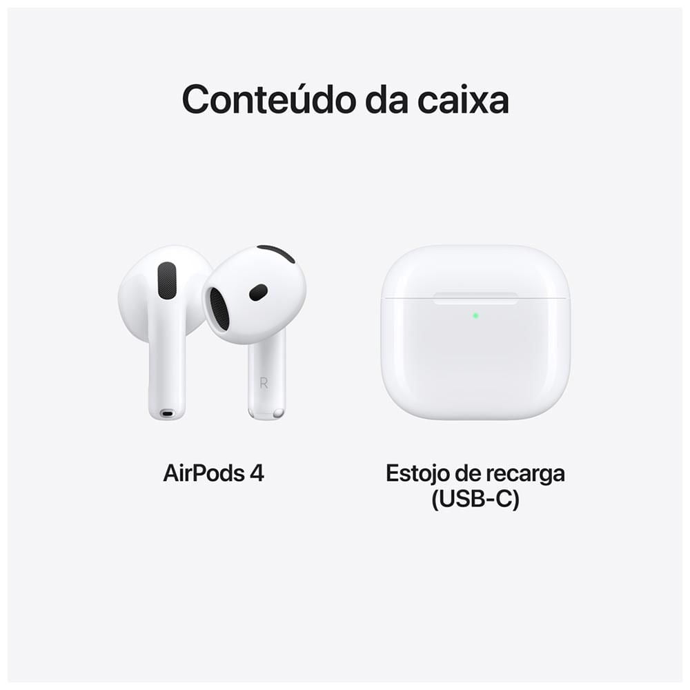 Apple AirPods (4ª Geração) com Estojo de Recarga USB-C