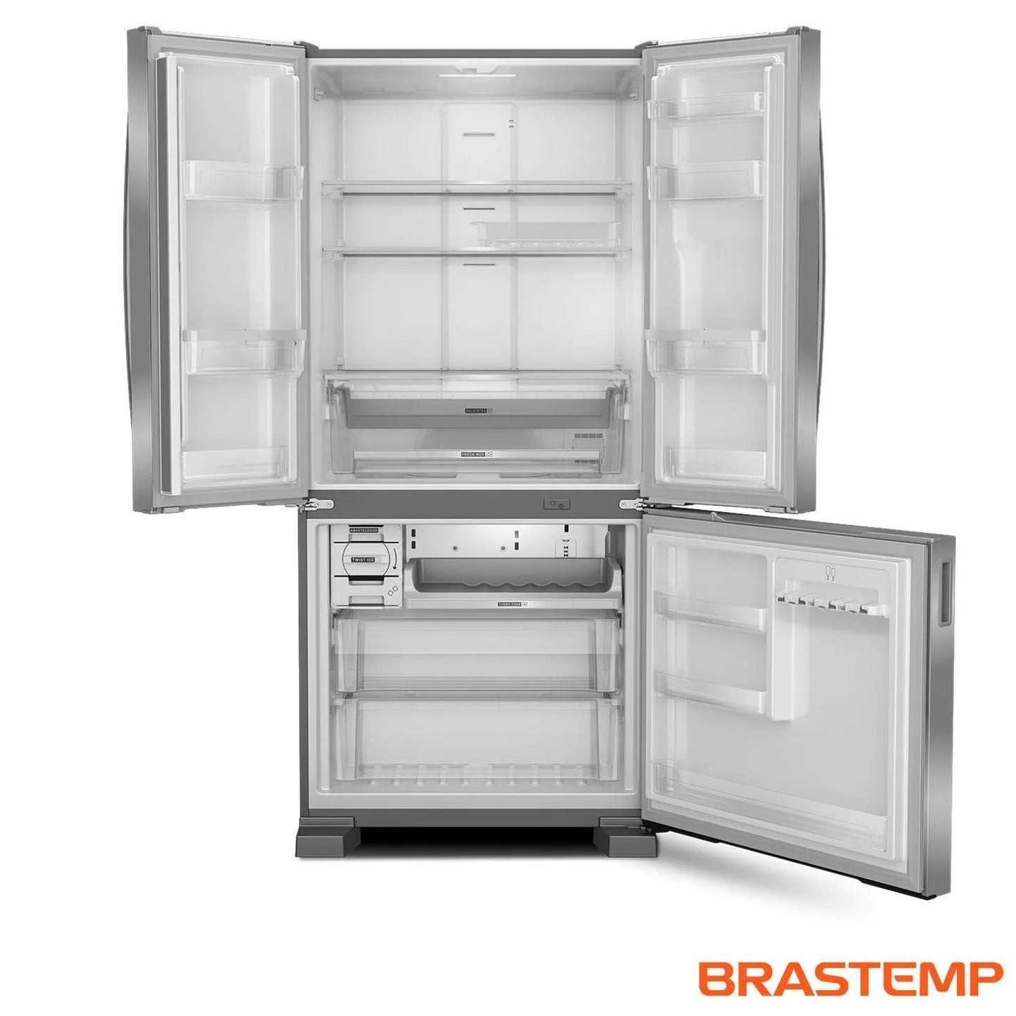 Refrigerador French Door Brastemp de 3 Portas Frost Free Side Inverse com 554L Inox - BRO85AK