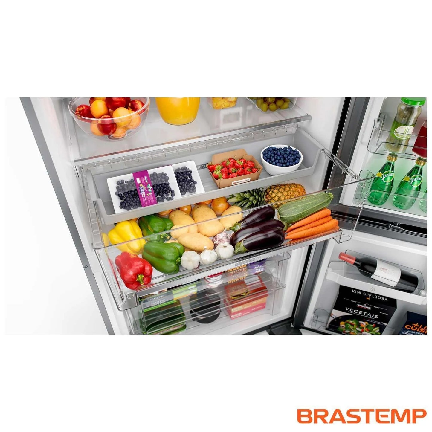 Refrigerador French Door Brastemp de 3 Portas Frost Free Side Inverse com 554L Inox - BRO85AK