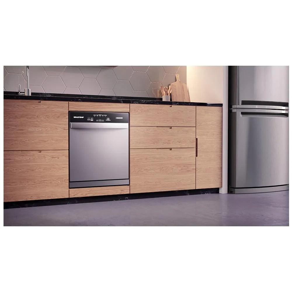 Lava Louças Brastemp Cinza Metálico com 08 Serviços e 05 Programas de Lavagem - BLF08B