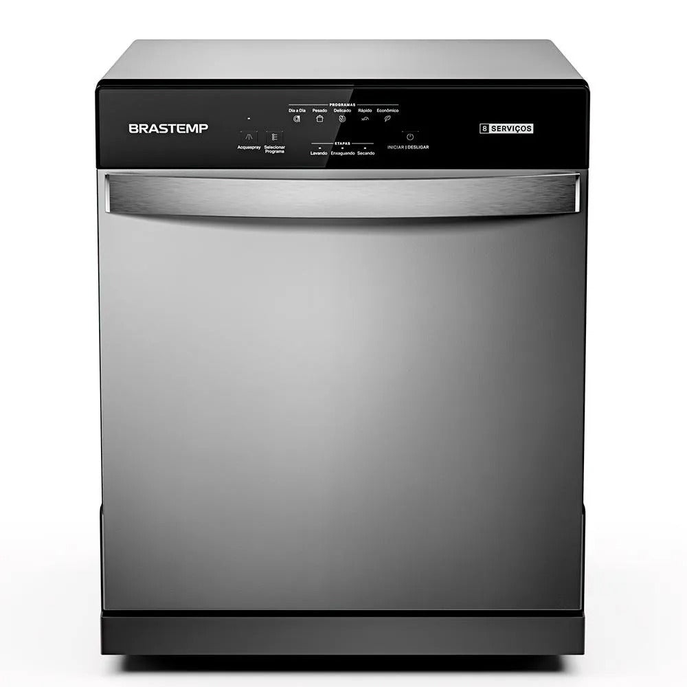 Lava Louças Brastemp Cinza Metálico com 08 Serviços e 05 Programas de Lavagem - BLF08B