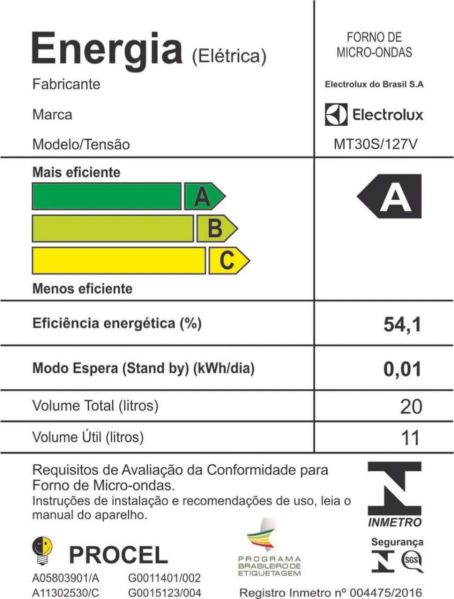 Micro-ondas Electrolux 20L cor Inox Espelhado com Função Tira Odor (MT30S)