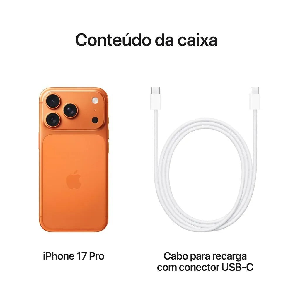 iPhone 17 Pro (256GB) Laranja Cósmico, Tela de 6,3", 5G e Câmera de 48MP