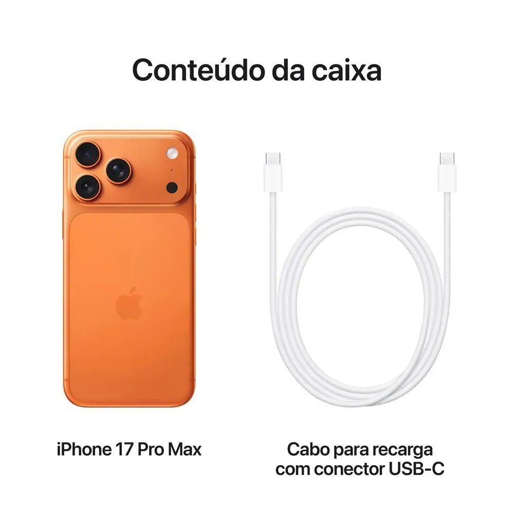 iPhone 17 Pro Max (256GB) Laranja-cósmica, Tela de 6,9", 5G e Câmera de 48MP