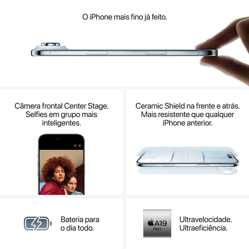 iPhone Air Apple (256GB) Preto-espacial, Tela de 6,5", 5G e Câmera de 48MP