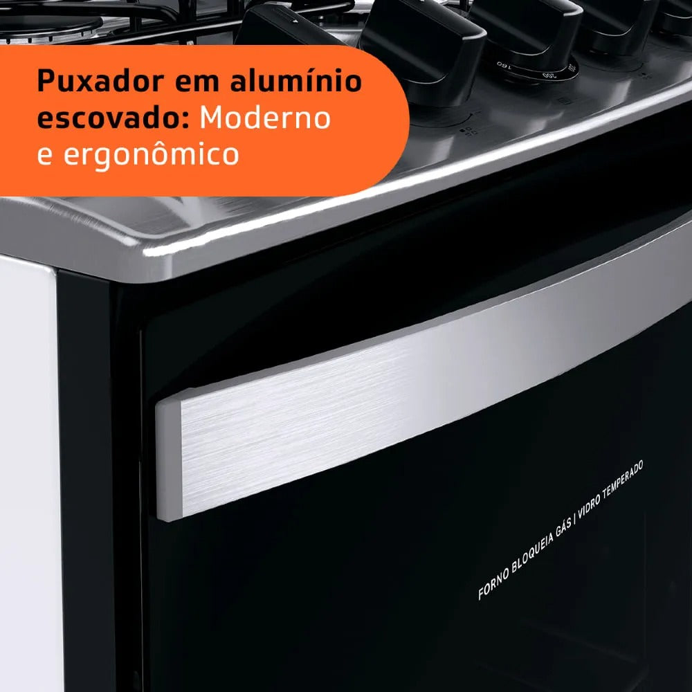 Fogão Brastemp 4 Bocas Inox com Duas Prateleiras com Alturas Ajustáveis - BFO4NBR
