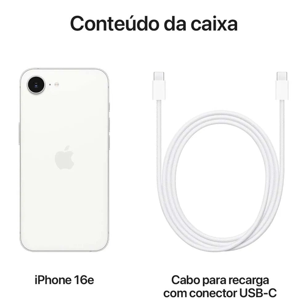 iPhone 16e Apple (128GB) Branco, Tela de 6,1", 5G e Câmera de 48 MP