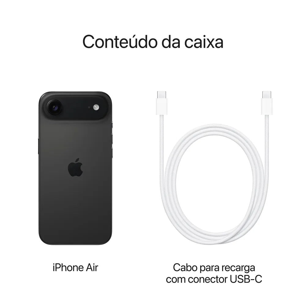 iPhone Air Apple (256GB) Preto-espacial, Tela de 6,5", 5G e Câmera de 48MP