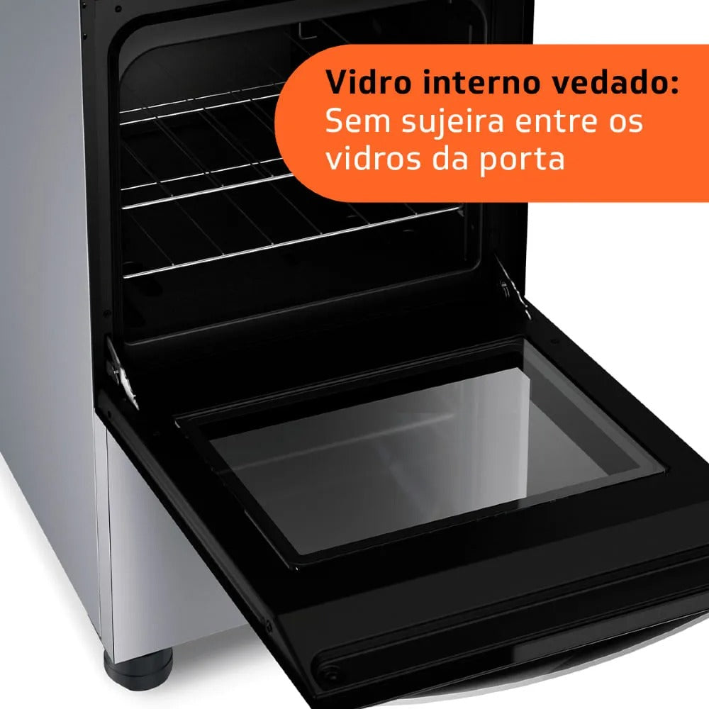 Fogão Brastemp 4 Bocas Inox com Duas Prateleiras com Alturas Ajustáveis - BFO4NBR