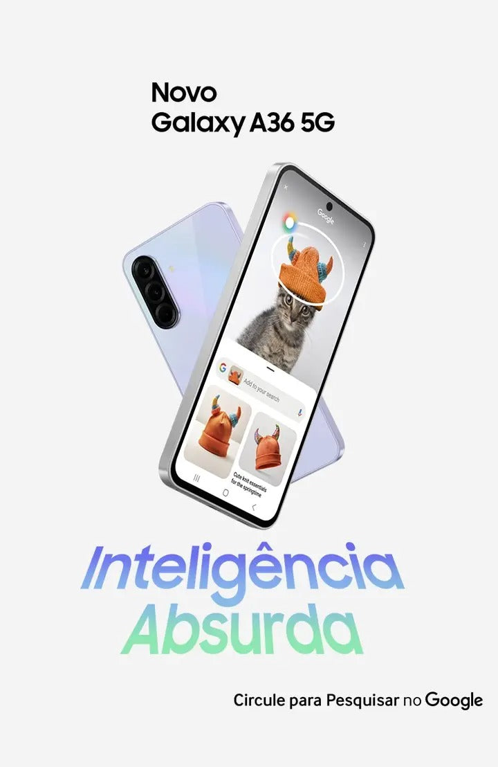 Celular Samsung Galaxy A36 5G 128GB, 6GB RAM, Câmera 50MP, IP67, Super AMOLED 6.7", Recursos AI Branco