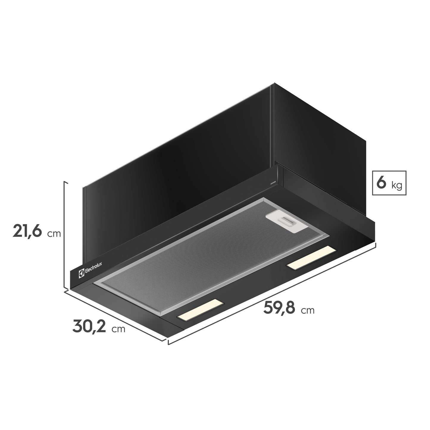 Depurador de Ar Electrolux Efficient 60cm Retrátil com Luz de LED Preto - DE6RB