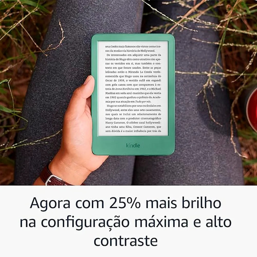 Kindle 16GB modelo2024, tela antirreflexo, troca de página rápida, luz ajustável e bateria longa duração, Cor Verde
