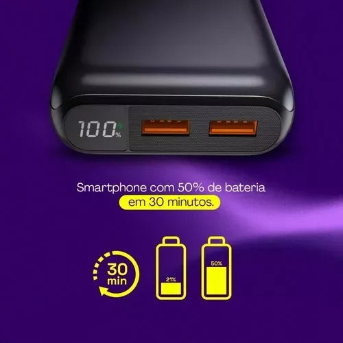 Carregador Portátil Geonav 20.000mAh com Função Carregamento Rápido Cinza Espacial