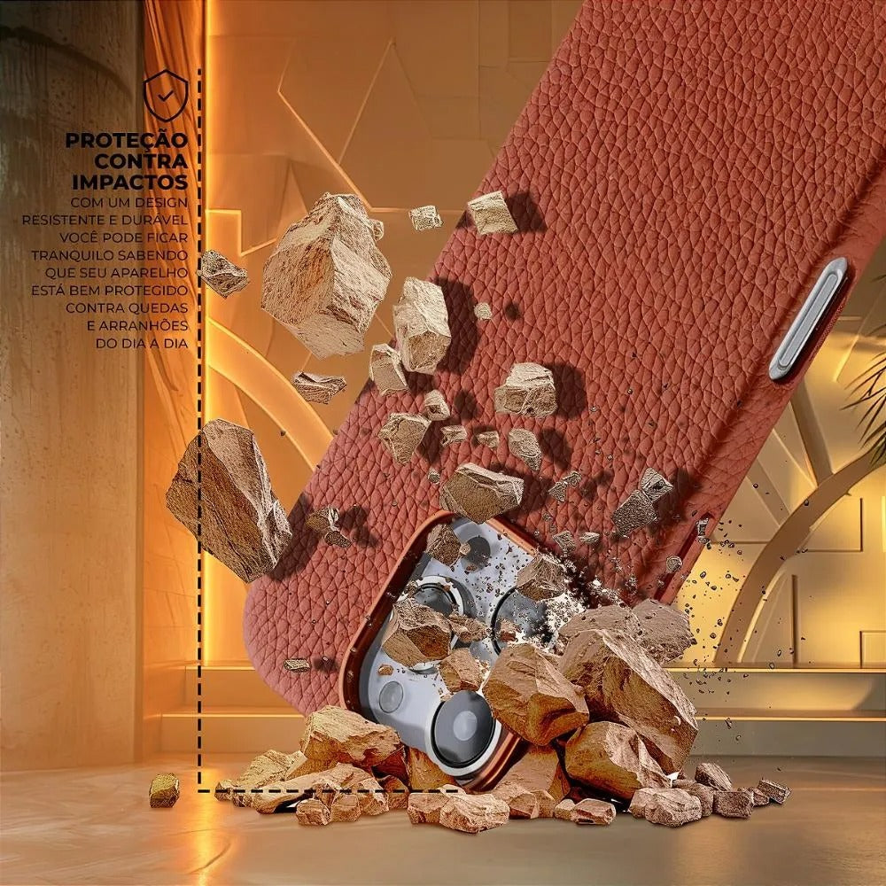 Capa case capinha para iPhone 17 Pro - Magsafe Tech Couro - Marrom - Gshield