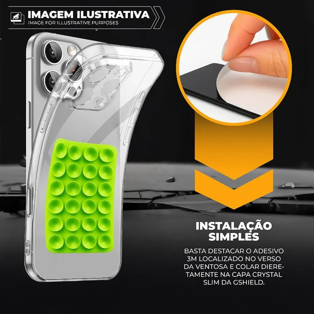 Kit Capa Crystal Slim para Iphone 16 Pro Max + Ventosa VERDE