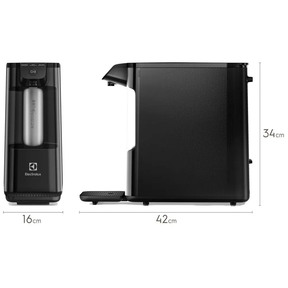 Purificador de Água Electrolux com Água Gelada, Fria e Natural Eletrônico Compacto Pure 4x Preto - PE12P