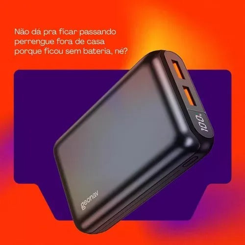 Carregador Portátil Geonav 20.000mAh com Função Carregamento Rápido Cinza Espacial